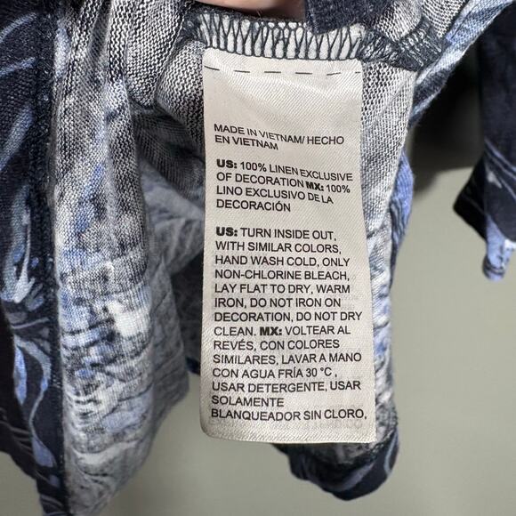 Chico's Blue Linen Boho Beaded Fringe Tunic Top - 4 (XXL) - Women's Plus Size - Picture 5 of 6